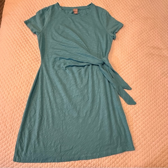 Chico's Teal Tie Waist T-shirt Dress Size 2 Women's size 12/14 - Picture 8 of 12